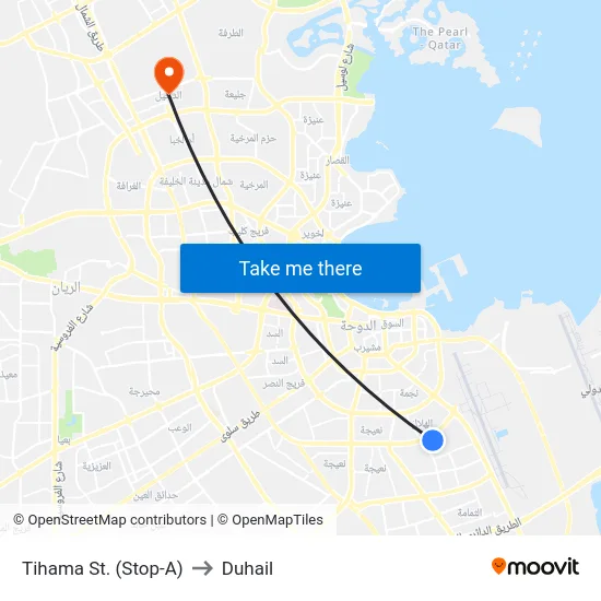 Tihama St. (Stop-A) to Duhail map