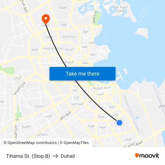 Tihama St. (Stop-B) to Duhail map