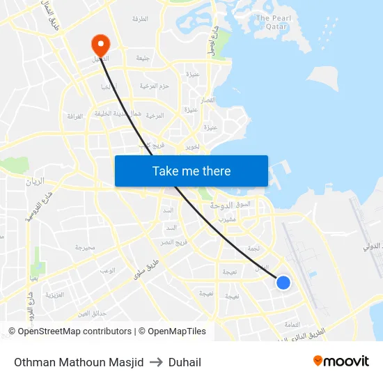 Othman Mathoun Masjid to Duhail map