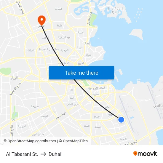 Al Tabarani St. to Duhail map
