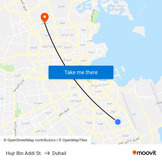 Hujr Bin Addi St. to Duhail map