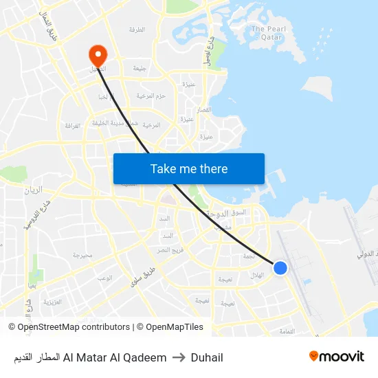 المطار القديم Al Matar Al Qadeem to Duhail map