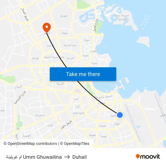ام غويلينة Umm Ghuwailina to Duhail map