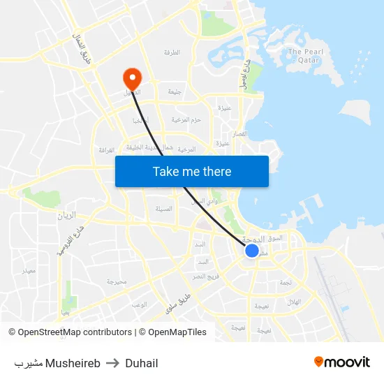 مشيرب Musheireb to Duhail map