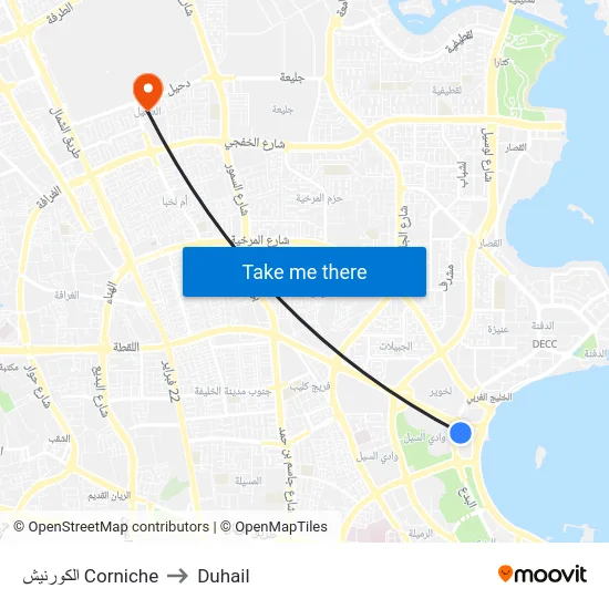 الكورنيش Corniche to Duhail map