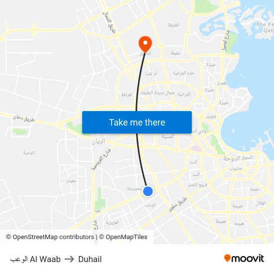 الوعب Al Waab to Duhail map