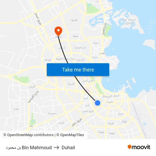 بن محمود Bin Mahmoud to Duhail map
