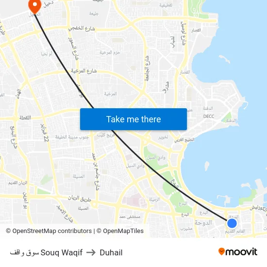 سوق واقف Souq Waqif to Duhail map
