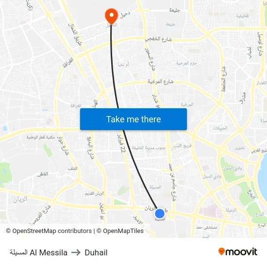المسيلة Al Messila to Duhail map