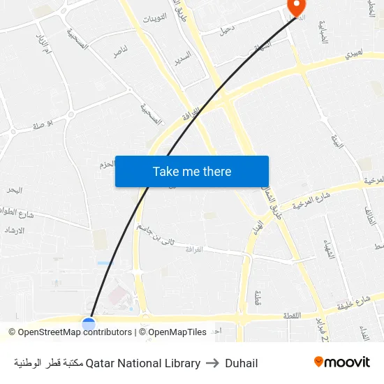 مكتبة قطر الوطنية Qatar National Library to Duhail map