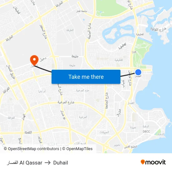 القصار Al Qassar to Duhail map