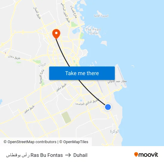 رأس بوفنطاس Ras Bu Fontas to Duhail map