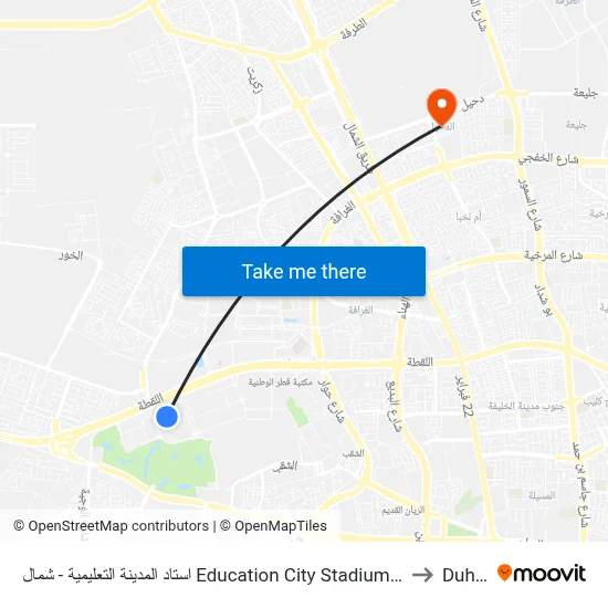 استاد المدينة التعليمية - شمال Education City Stadium - North to Duhail map