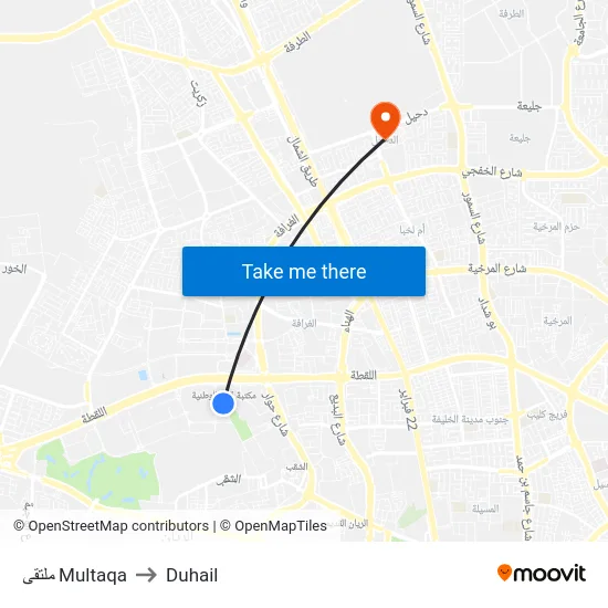 ملتقى Multaqa to Duhail map