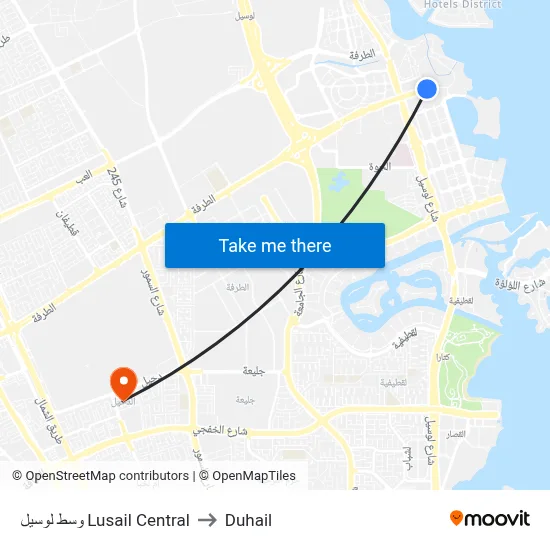 وسط لوسيل Lusail Central to Duhail map