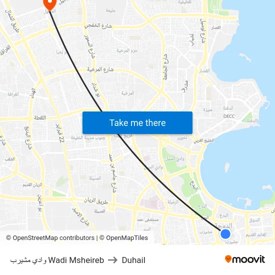 وادي مشيرب Wadi Msheireb to Duhail map