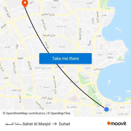 ساحة المسجد Sahat Al Masjid to Duhail map