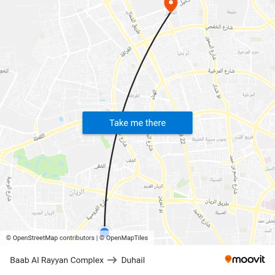 Baab Al Rayyan Complex to Duhail map