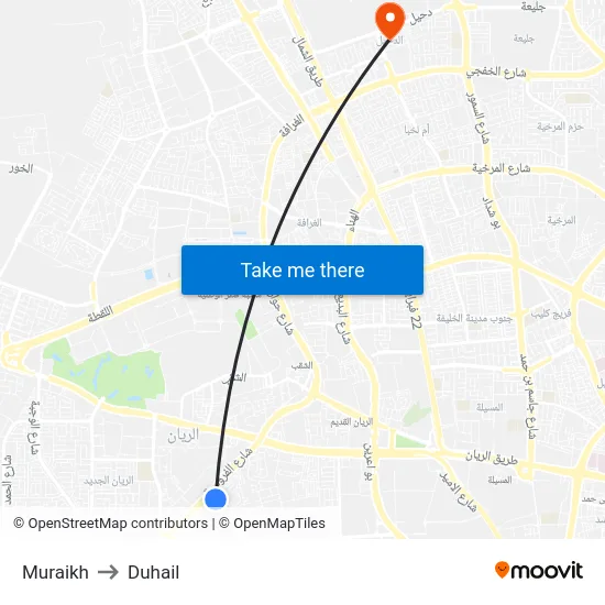 Muraikh to Duhail map