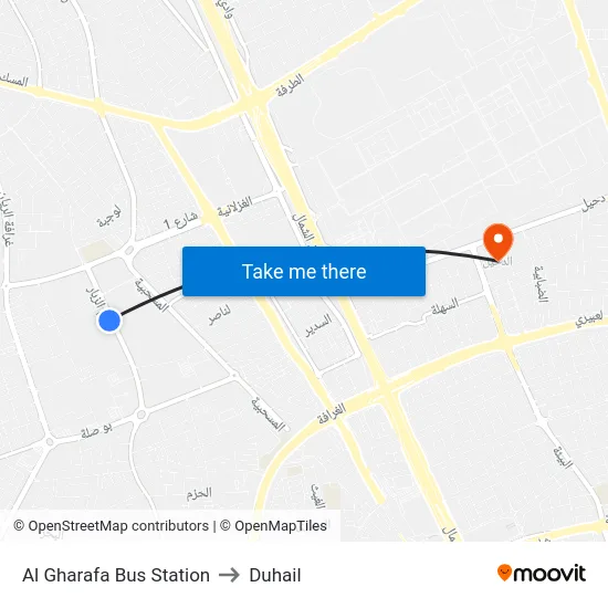 Al Gharafa Bus Station to Duhail map