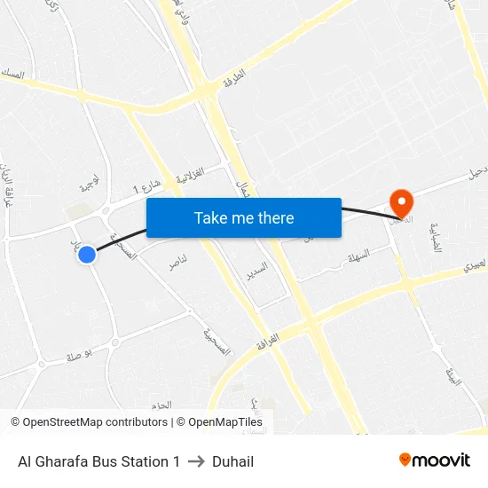 Al Gharafa Bus Station 1 to Duhail map
