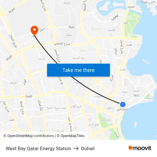West Bay Qatar Energy Station to Duhail map