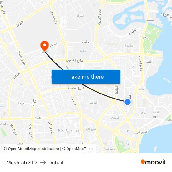 Meshrab St 2 to Duhail map