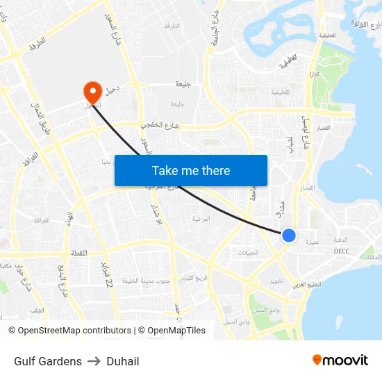 Gulf Gardens to Duhail map