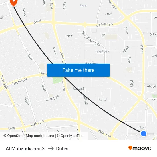 Al Muhandiseen St to Duhail map