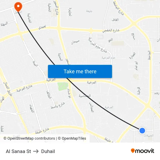 Al Sanaa St to Duhail map