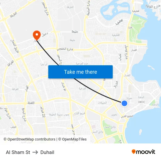 Al Sham St to Duhail map
