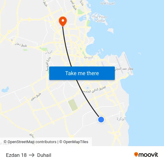 Ezdan 18 to Duhail map