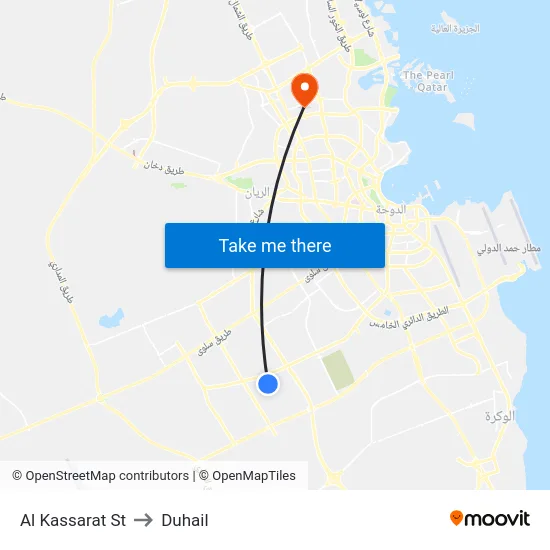 Al Kassarat St to Duhail map