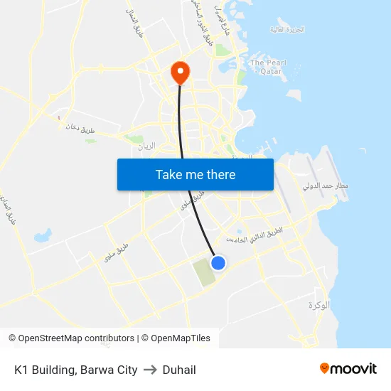 K1 Building, Barwa City to Duhail map