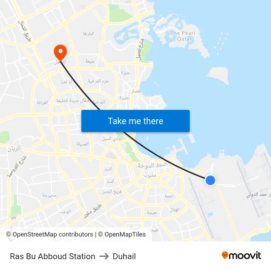 Ras Bu Abboud Station to Duhail map