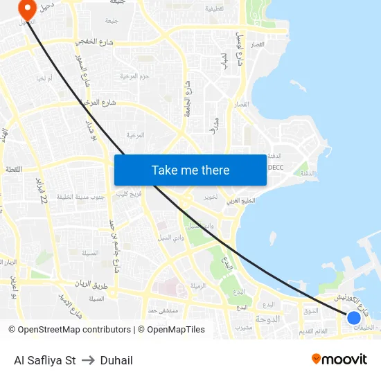 Al Safliya St to Duhail map