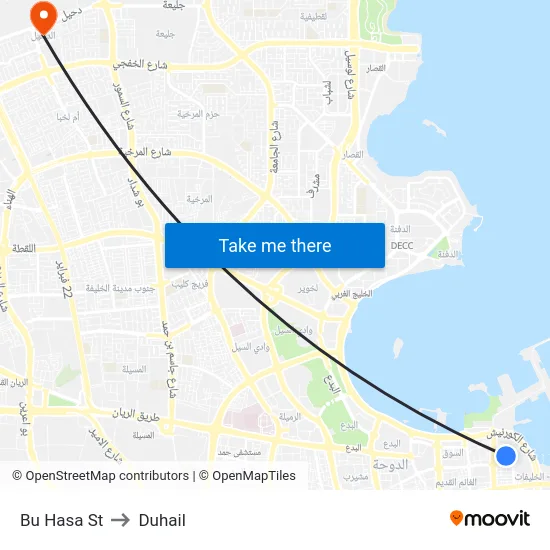 Bu Hasa St to Duhail map