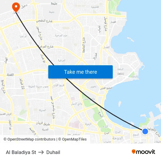Al Baladiya St to Duhail map