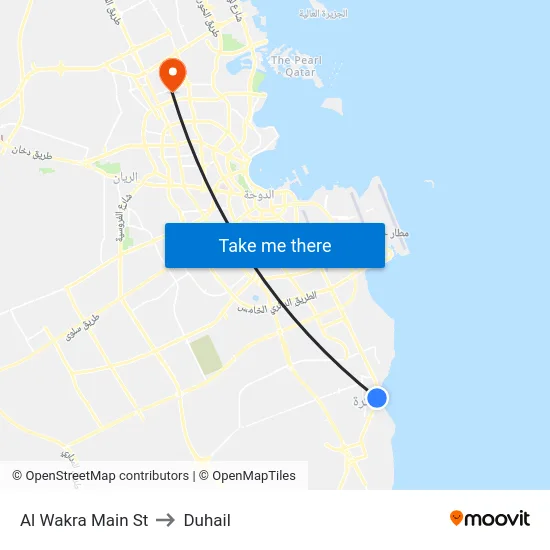 Al Wakra Main St to Duhail map