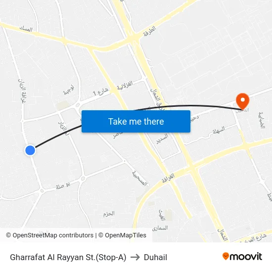 Gharrafat Al Rayyan St.(Stop-A) to Duhail map