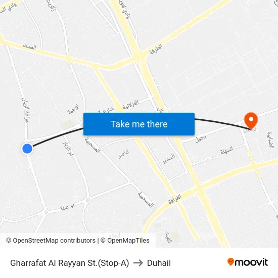 Gharrafat Al Rayyan St.(Stop-A) to Duhail map