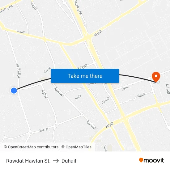 Rawdat Hawtan St. to Duhail map