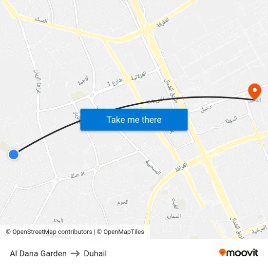 Al Dana Garden to Duhail map