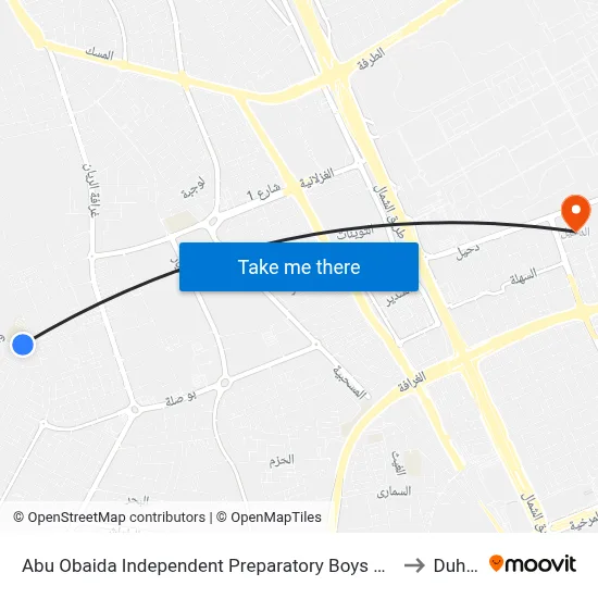 Abu Obaida Independent Preparatory Boys School to Duhail map