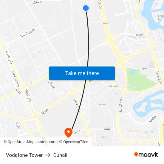 Vodafone Tower to Duhail map