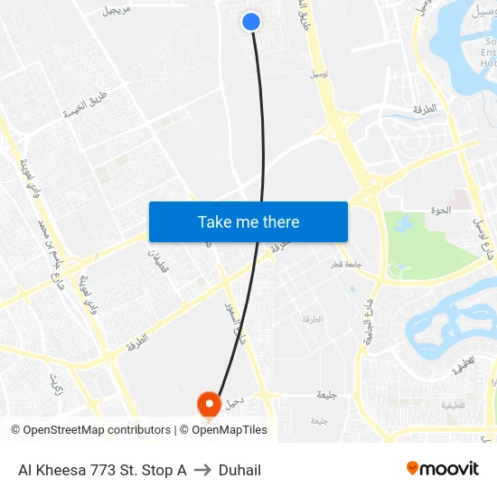 Al Kheesa 773 St. Stop A to Duhail map