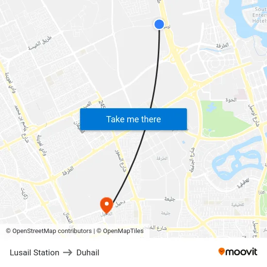 Lusail Station to Duhail map