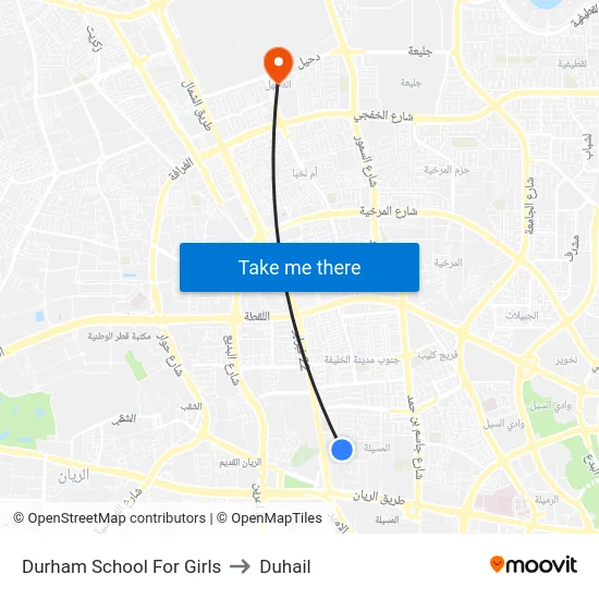 Durham School For Girls to Duhail map
