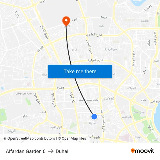 Alfardan Garden 6 to Duhail map