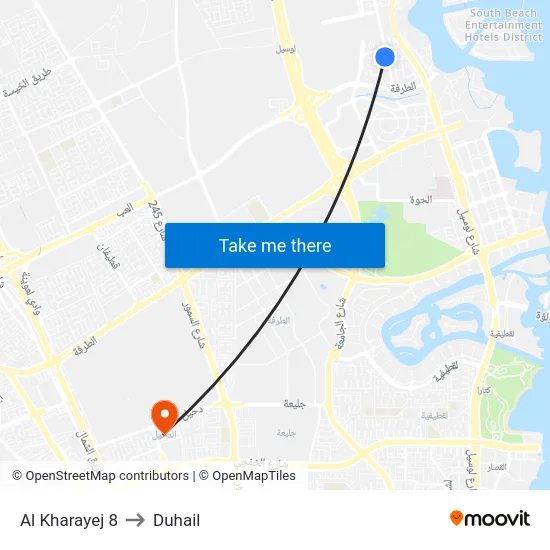Al Kharayej 8 to Duhail map